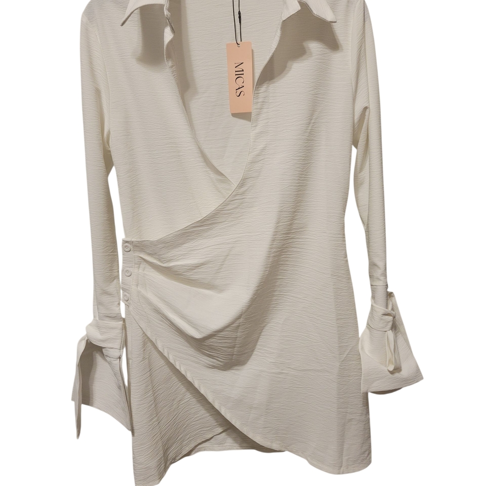 Elegant White Wrap Dress by Micas